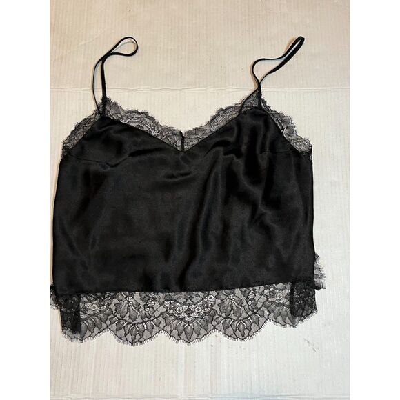 Victoria’s Secret Camisole M Black Lace Trim Crop Top Sexy Flirty Lingerie Cami - Picture 2 of 3